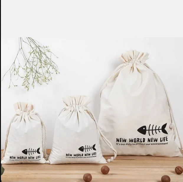 Customized High Quality Reusable Small Drawstring Cotton Muslin Bag