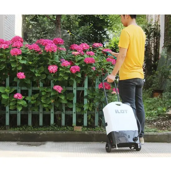 ILOT Never Pump Battery Operated Backpack Sprayer on Wheels in Lawn and Garden
