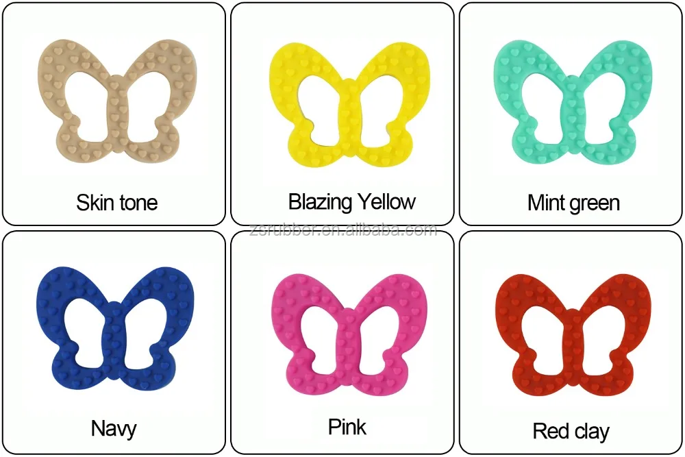 China Manufacturer BPA Free Food Grade Soft butterfly Teether Silicone Baby Teether Chew Beads for Baby