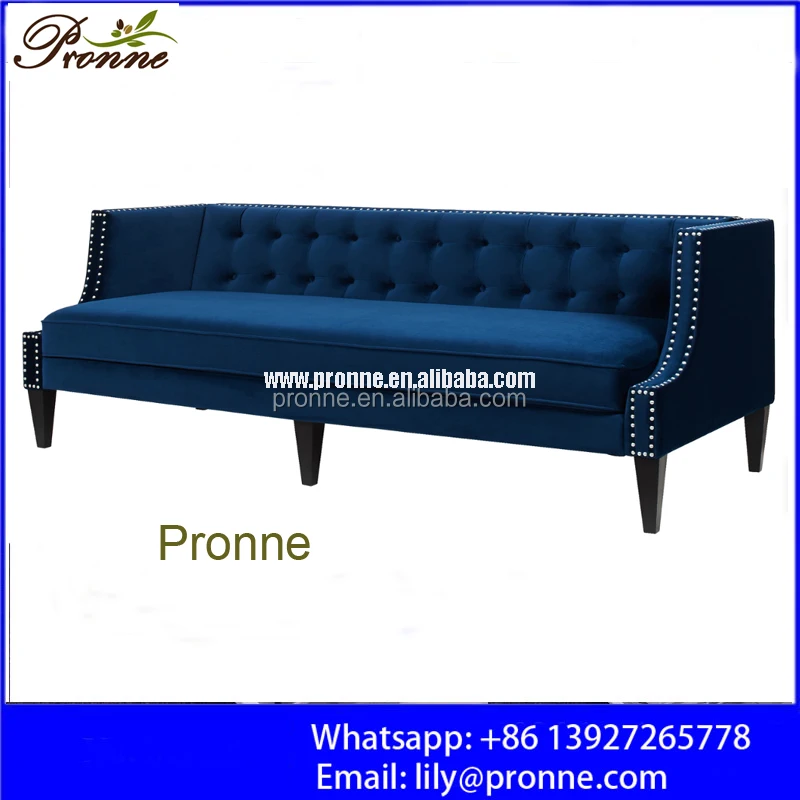 velvet blue beauty salon elegant waiting sofa/french style couch
