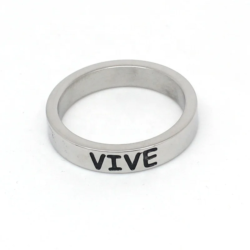 Custom Made Stainless Steel Ring Engraved Text Signet Ring
