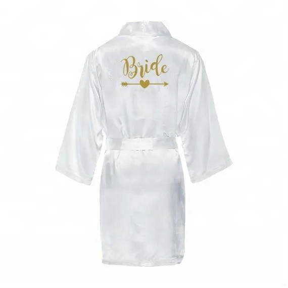 
C&Fung design Bride Wedding Day Robe gold printing letters printed Bride tribe Satin Robe Gift Bridesmaid team robes 