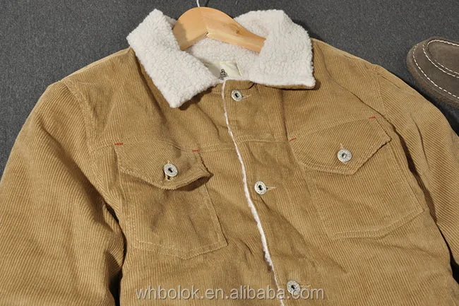 
OEM Fashionable winter quilted fleece lined corduroy jacket 
