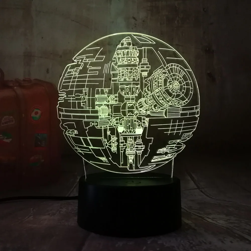 Remote Control Death Star 3D LED Night Light 7 Color Sleep Table Lamb Luminaria Decoration Holiday Kids Gifts Toy Home Decor