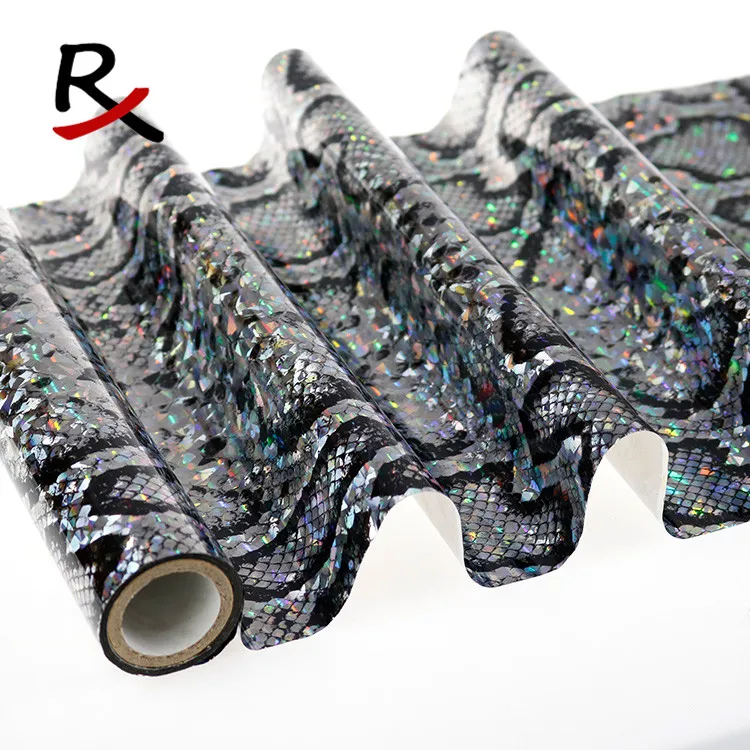 5005 hot fashion snake pattern broken glass laser foil for handbag leather pu shoes