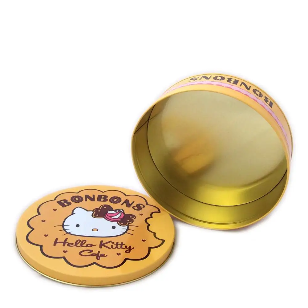 Round Danish butter cookies biscuit metal tin box with embossing logo