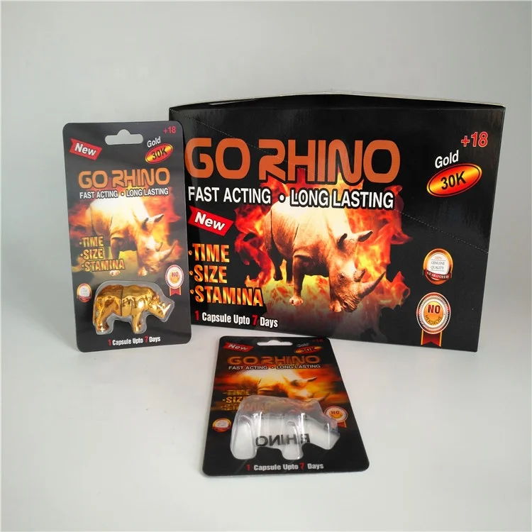 Plastic pill bottle capsule male enhancement pill package 3D card boxes Go Rhino Gold 3D blister card complete set