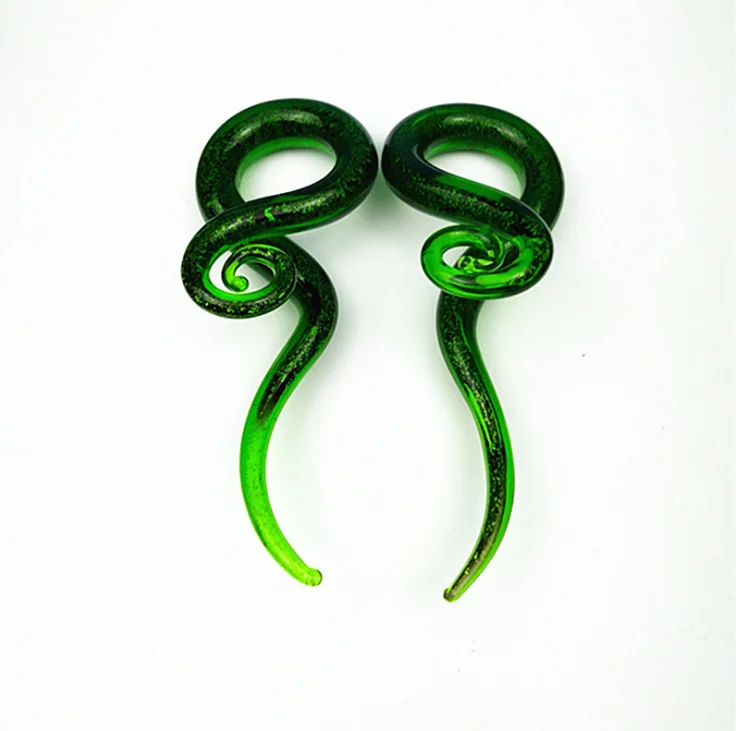 Glass Ear Spiral Taper Piercing Set Gauges Multi Color Ear Plug Hangers Expander