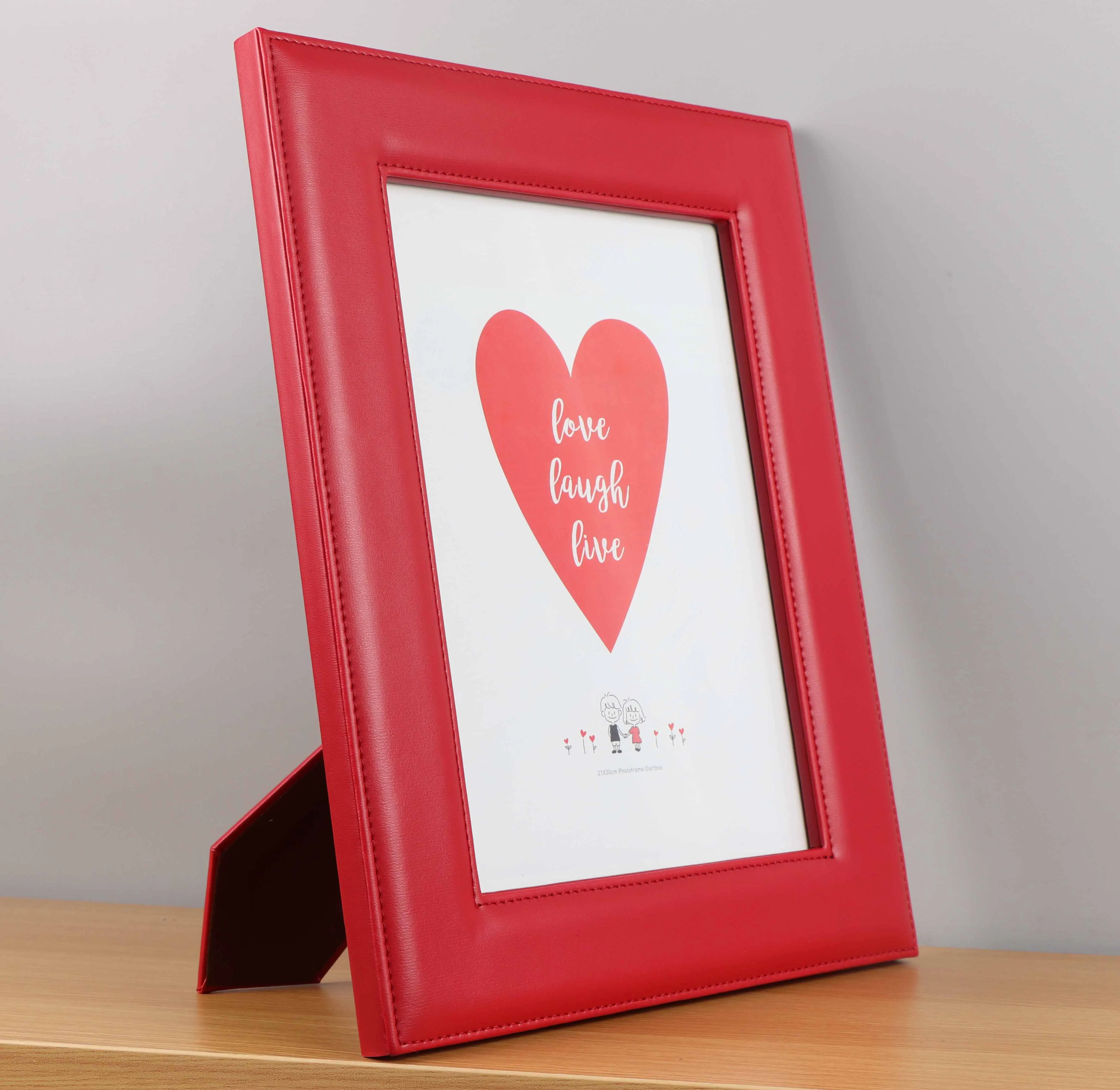 A4 document picture frame, PU leather photo frame, High quality red frame