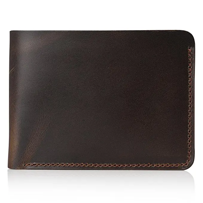 Мужской бумажник двойного сложения ручной работы из натуральной кожи