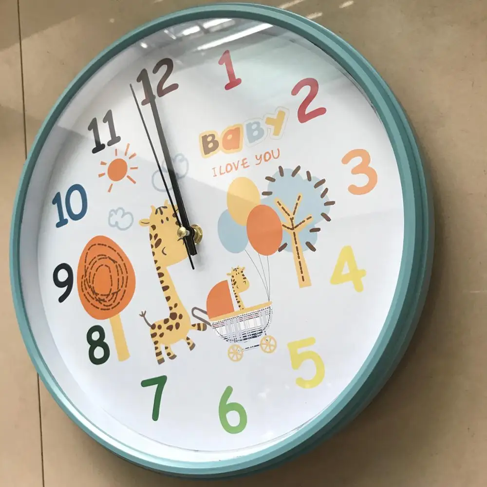 30cm kids children giraffine round wall clock,wall clock china,time clock