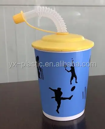 10oz 300ml Basketball/Football/Cricket/Tenis/Rugby/Volleyball Lid Plastic Stadium cup with brand for promotional
