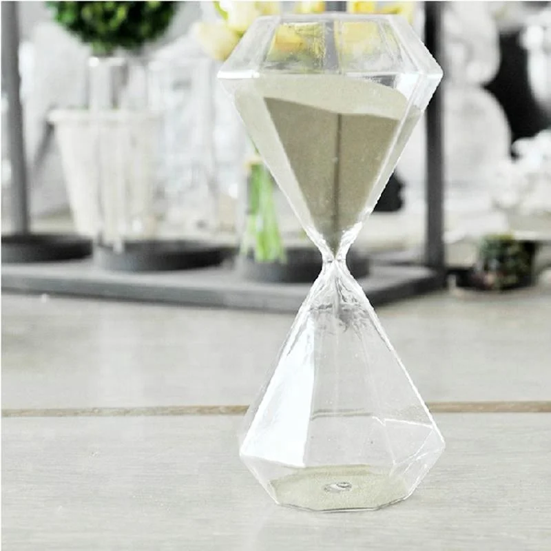 Diamond Shape Sliver Sand Custom 30 Minute Glass Hourglass for Decoration