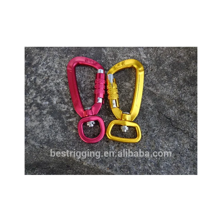 
7075 Aluminum Carabiner Camping Spring Hook Dog Leash Swivel Eye Snap Hook 