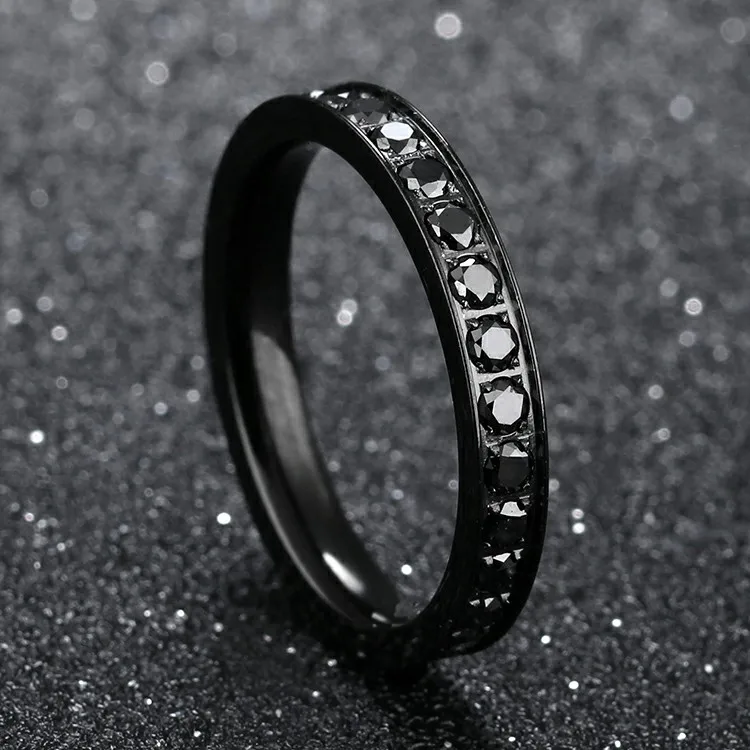 New Contemporary Stainless Steel Men Jewelry Wholesale Price Little Finger Black Zirconium Ring