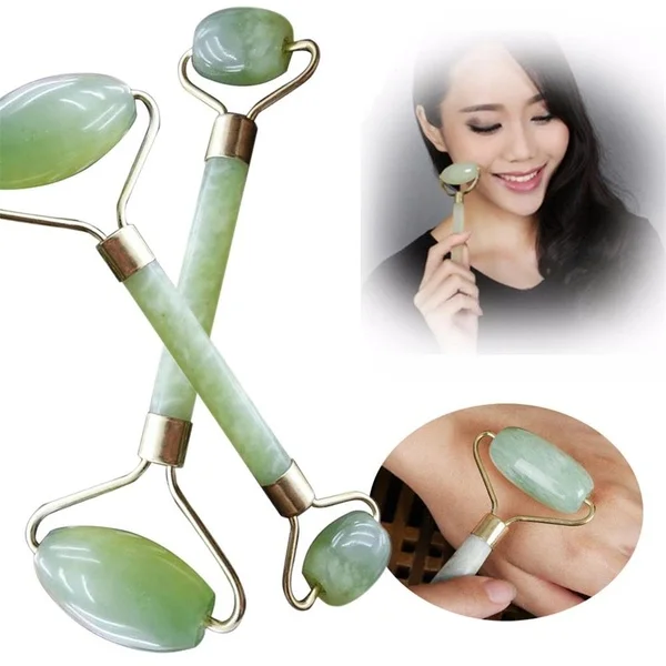 Rose Quartz Jade Roller Massage Facial Massager Machine Face Roller Facial Roller Face Slimming Massager With Guasa Tool