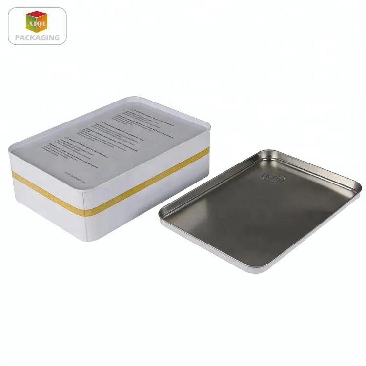 Wholesale rectangular metal tinplate white household first aid tin box