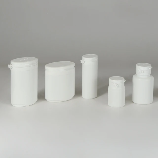 
100ml oval shaped HDPE plastic capsule bottle flip top cap 