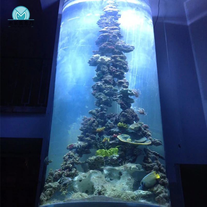 Low price direct selling transparent cylinder aquarium round glass fish tank