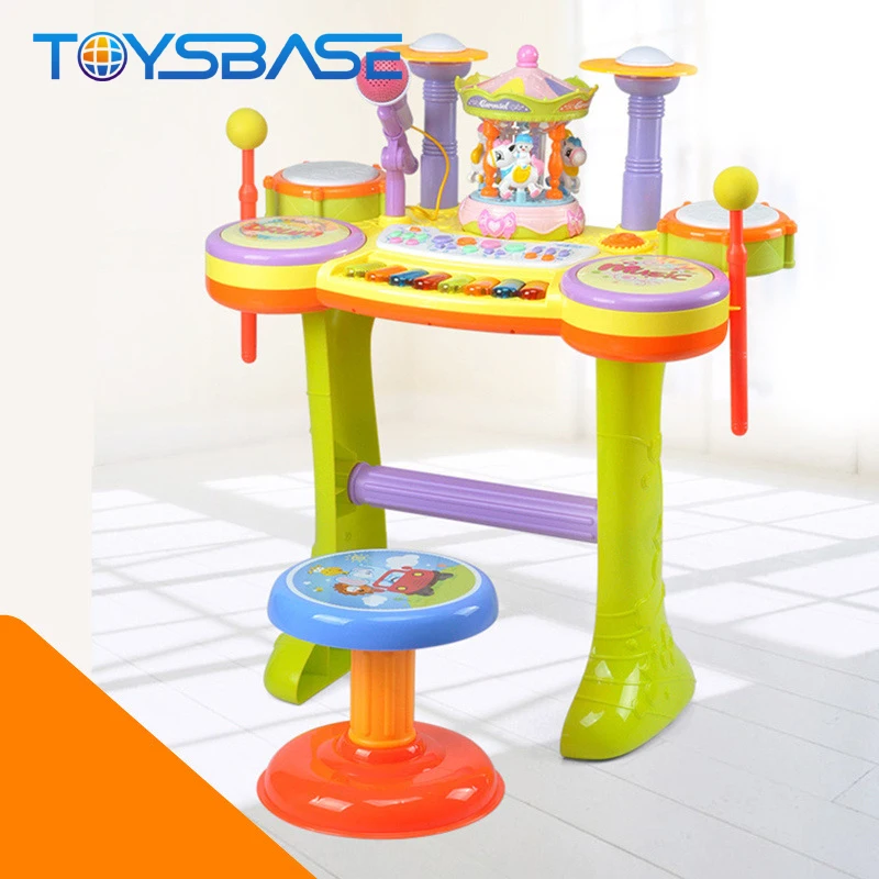 Carousel Music Instrument Piano Game With Chair Toy Electronic Organ Stand
