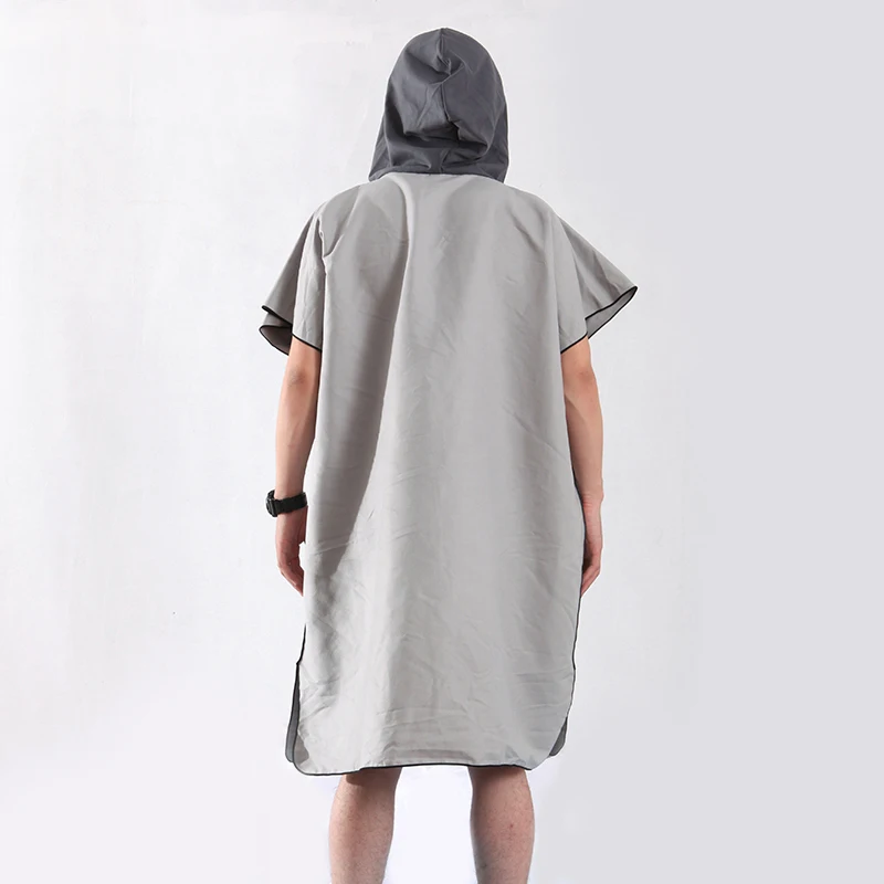 Wholesale Custom Microfiber Adult Bath Robe Hooded Change Surf Poncho Beach Towel with Hoodie