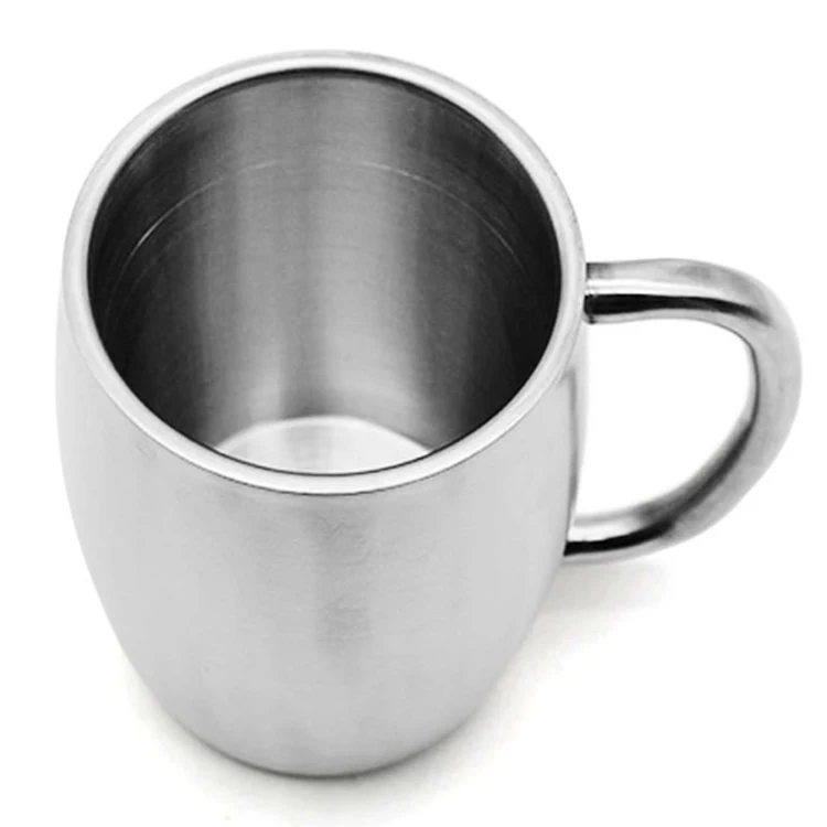 14 OZ Handle Coffee Mug Silver Stainless Steel Cups Eco Friendly Material China Factory Tumbler