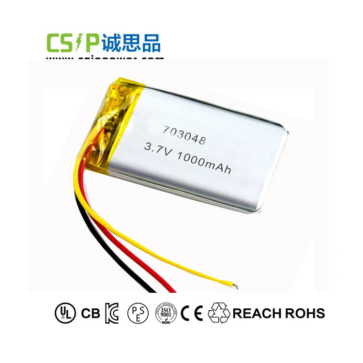 Shenzhen CSIP 703048 3.7V 1000mAh rechargeable battery and lithium polymer batteries from factory