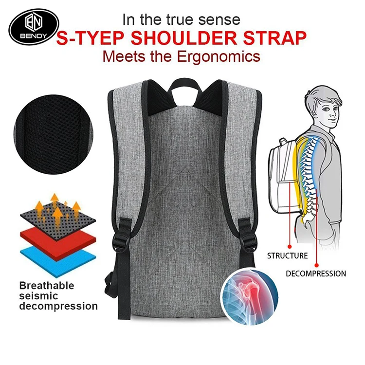 Hot sale waterproof Resistant Polyester Laptop Backpack bag with USB Charging Port Lock Headphone interface