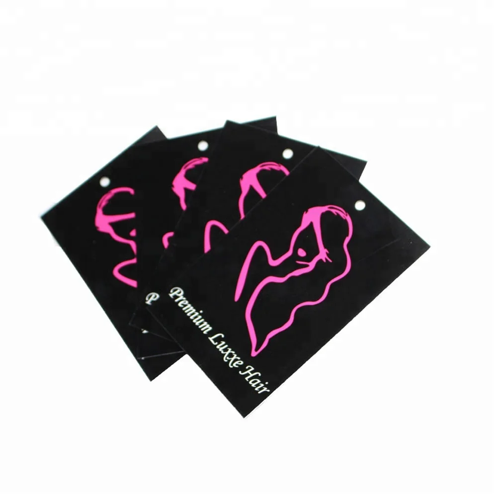 Custom printed logo hang tag /hair label with rope for wig