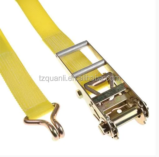 
4inch 100mm 10Ton Cargo Lashing Ratchet Tie Down Straps with double J hook 