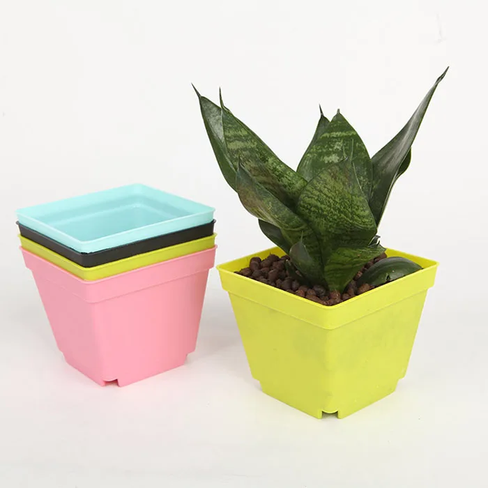 10*10 см квадратный пластиковый цветочный горшок цветной для садовых