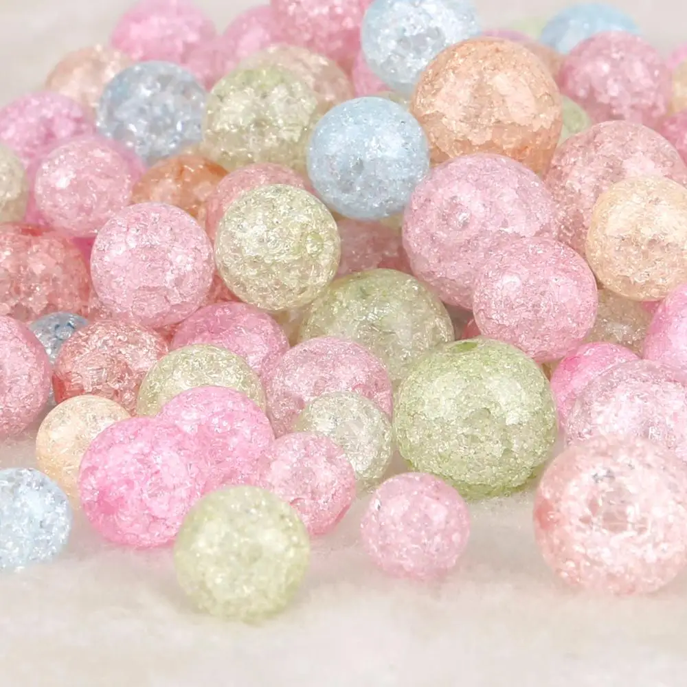 6 8 10 mm Colorful Glass Beads White Snow Cracked Quartz Crystal Beads Spacer Beads For DIY Jewelry Making 39cm/strand