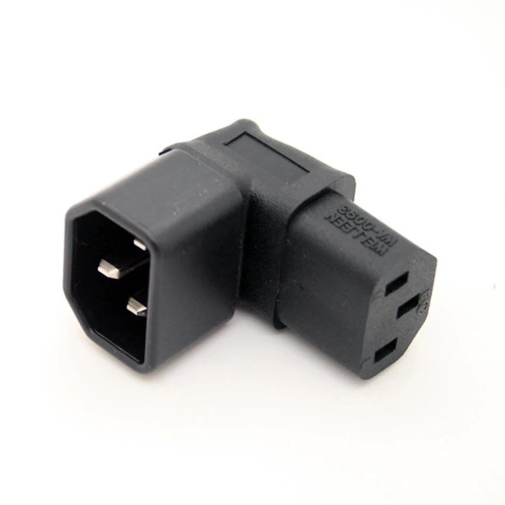 Right Angle IEC 320 C14 Male Plug to C13 Female Socket AC Power Cord Connector
