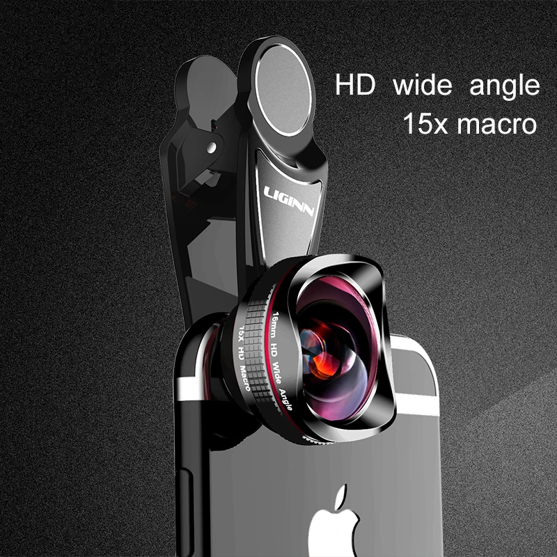 LIGINN amazon best sellers mobile phone camera lenses HD 16 mm wide angle 15x macro lens for smartphone