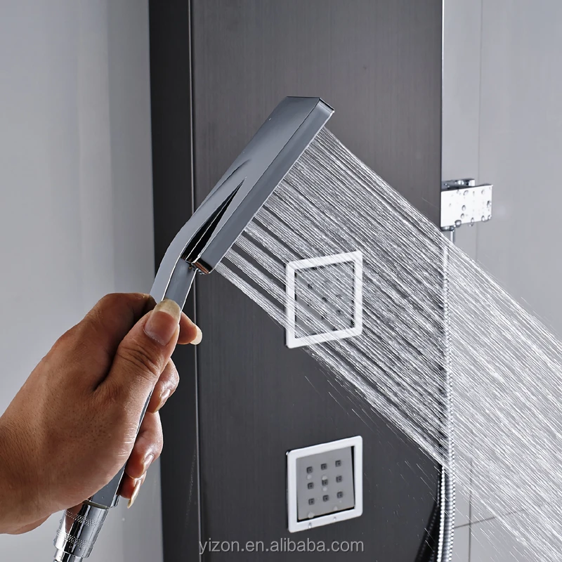 Черная дождевая душевая панель для ванной комнаты, набор колонок с массажной системой, кран с насадками, ручной распылитель