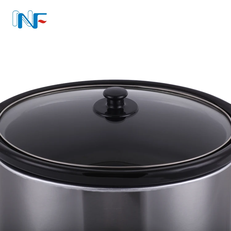 Multi- use Programmable Crock Pots and Slow Cookers 6 Quart Brushed Steel Countdown Slow Cooker with Stovetop-Safe Cooking Pot