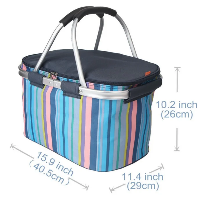 Wholesale Fashion Folding Collapsible Travel Picnic Insulated Cooler Basket Cool Tote Bag