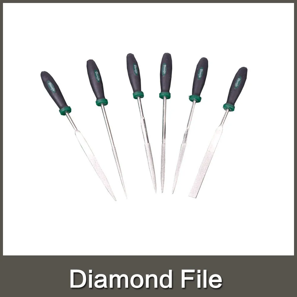 
6pcs 3*150mm diamond file set 6 in 1 file shape: square/round/half round/triangle/flat/taper 