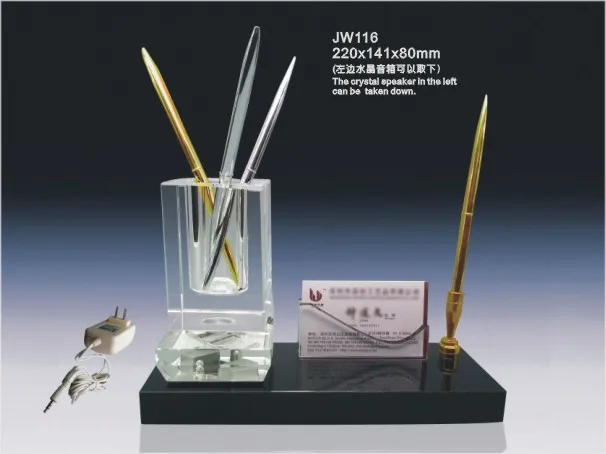 Gold heart music base crystal name card holder