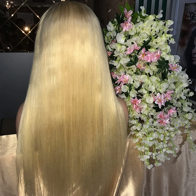 
Shy Hair Wig Straight 150% Density 613 Blonde Lace Front Wig Custom honey blonde lace front wigs 