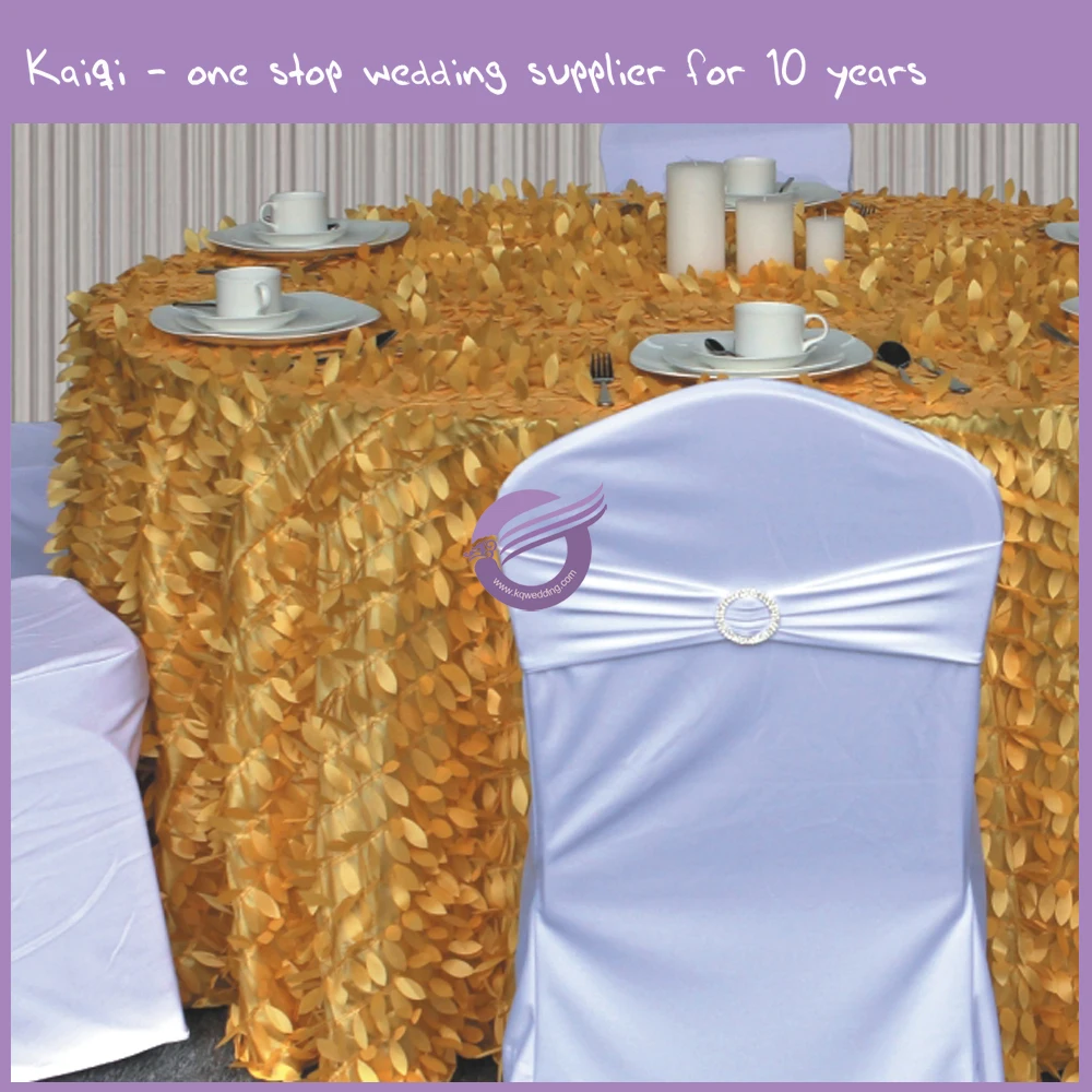 TX17842, золотые свадебные скатерти с вышивкой листьев
