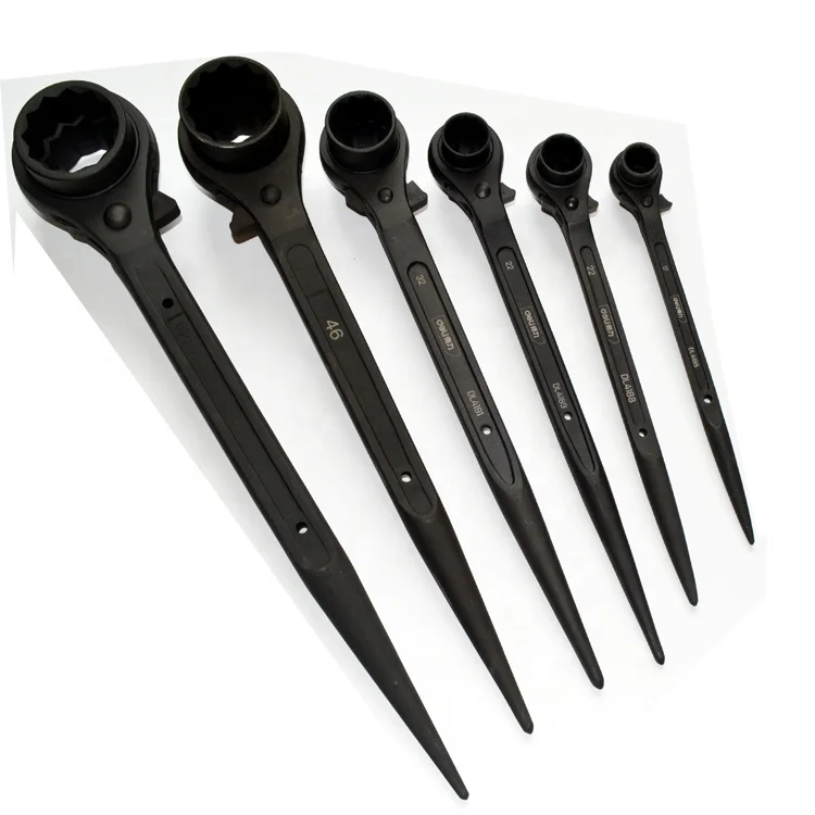 Spud Ratchet Wrench 21 x 24mm Sockets with Bent Podger for Scaffolding