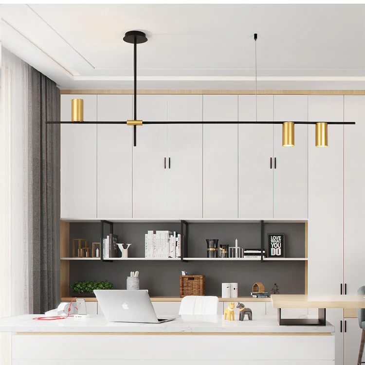 
modern Nordic minimalist creative living room dining room loft deluxe gold Tubular chandelier lamps 