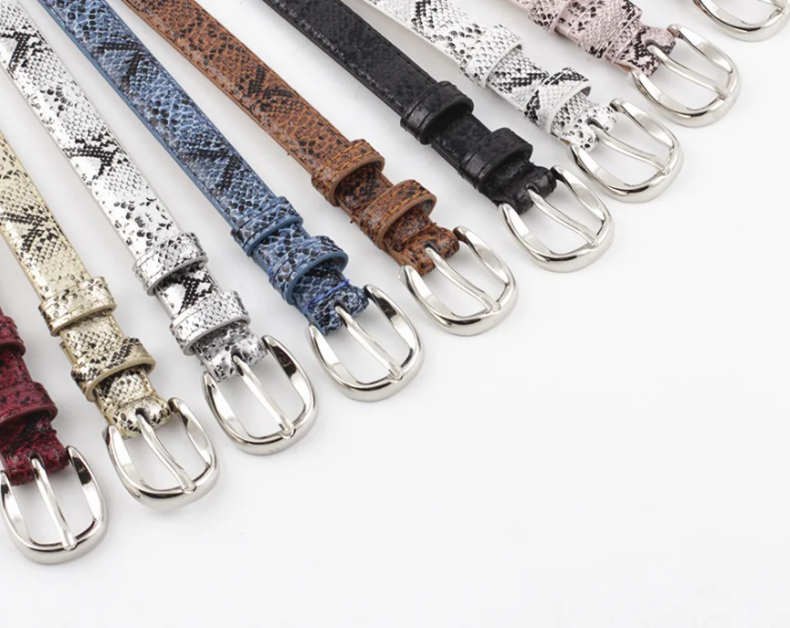 Fashion Factory Snake Print Thin PU Dress Waist Belt Multicolor