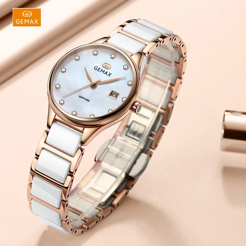 OEM logo branded beautiful ladies watch ceramic band women watches wholesale with good price