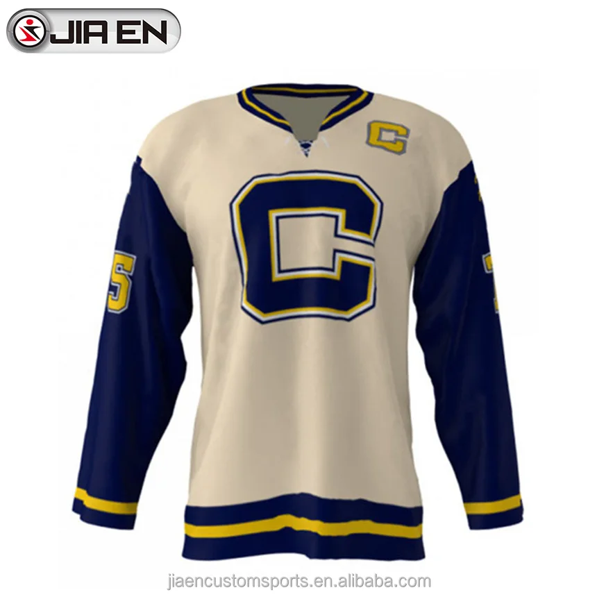 Wholesale plain blank hockey shirt custom design goalie cut canada hockey jerseys