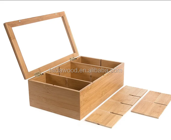 Завод Cao county Taida, деревянный ящик для хранения чая из бамбукового материала с 8 отсеками и стеклянным окном