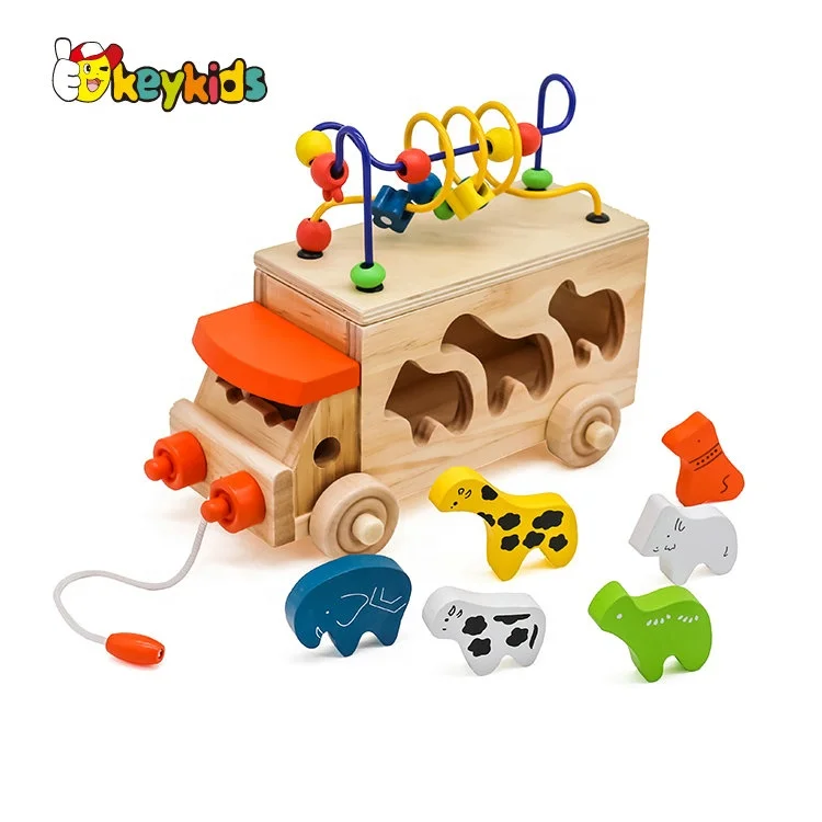 2024 New arrival educational wooden school bus toy for children W04A418