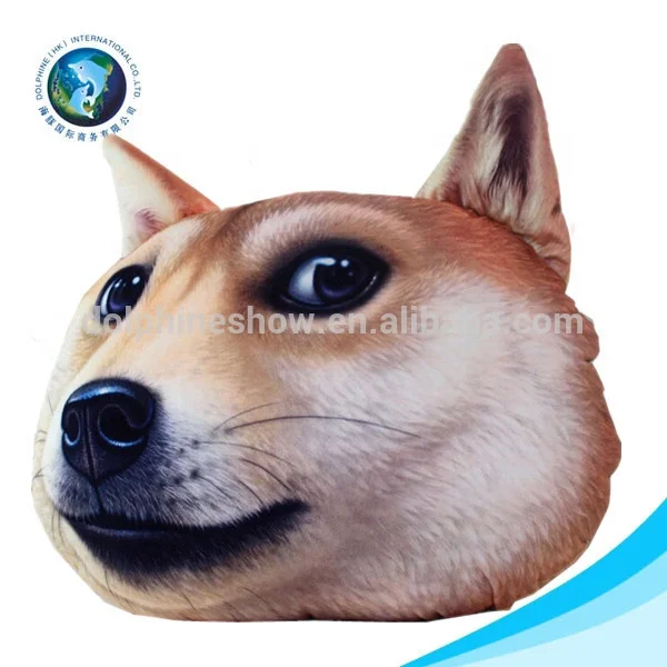 Оптовая продажа рекламная 3d декоративная подушка в форме животного модная забавная плюшевая мягкая для лица собаки
