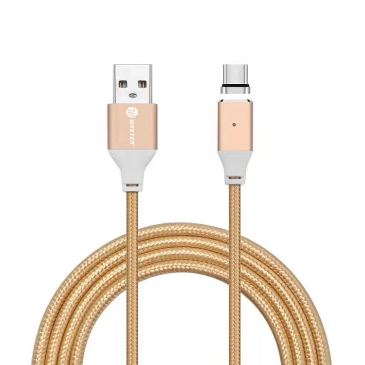 
Yellow Color Braided USB Fast Charging Cable 2.4A Magnetic Data Transmission & Charge Sync 